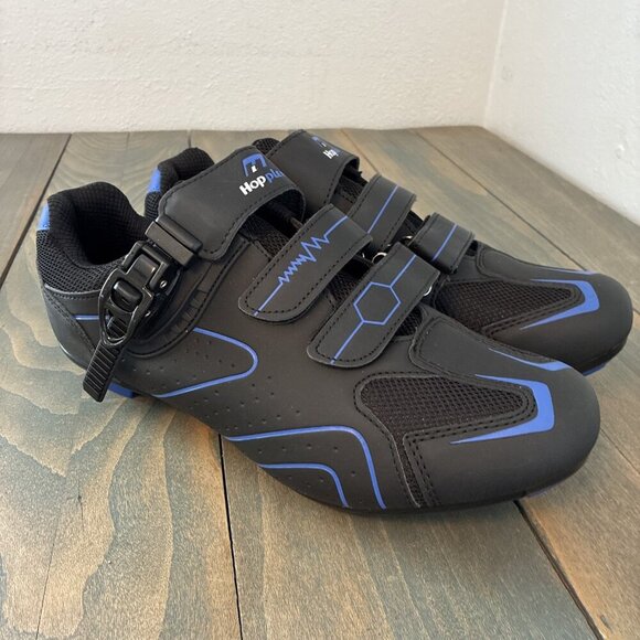 HOPPLEN Black Blue Cycling Shoes - MEN size 9.5 / EU Size 43 (ST) - Picture 3 of 7